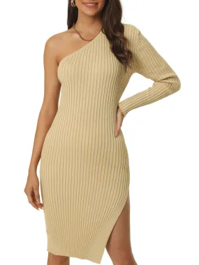 Allegra K- One Shoulder Sloping Mini Cocktail Dress