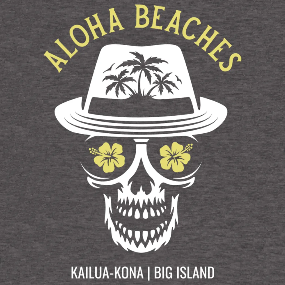 Aloha Beaches Skull Tee - Heather Heavy Metal