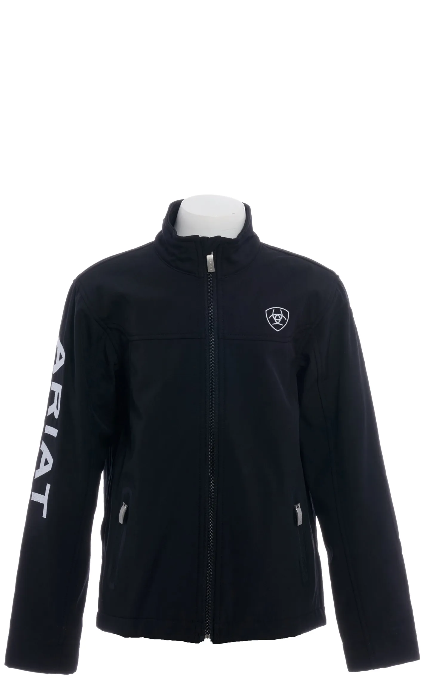 Ariat Youth Black with White Logo Team Softshell Jacket