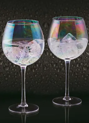 BarCraft Lustre Glassware Set of Two 500ml Gift Boxed Gin Glasses, | Kaleidoscope