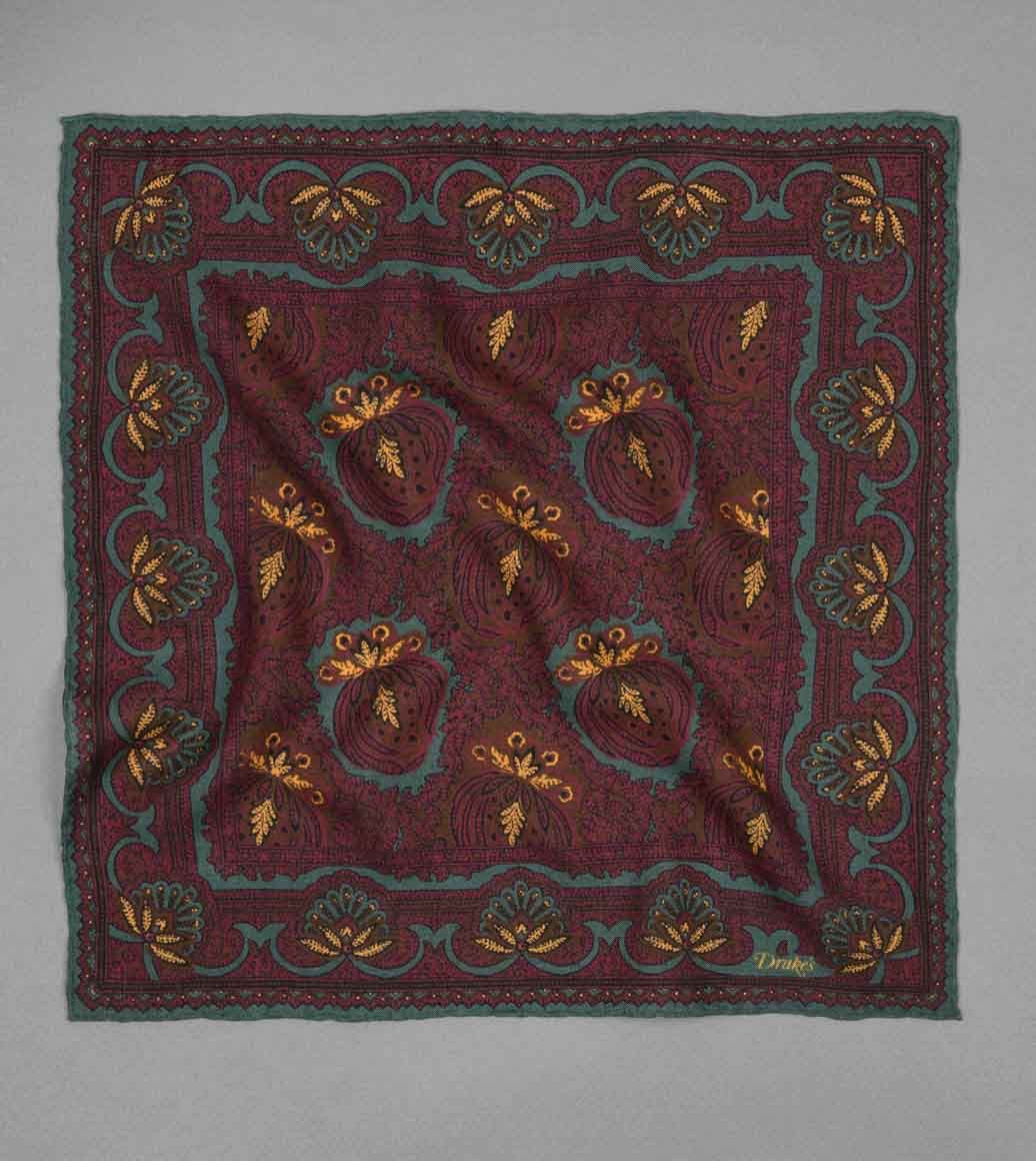 Baroque Paisley Print Pocket Square