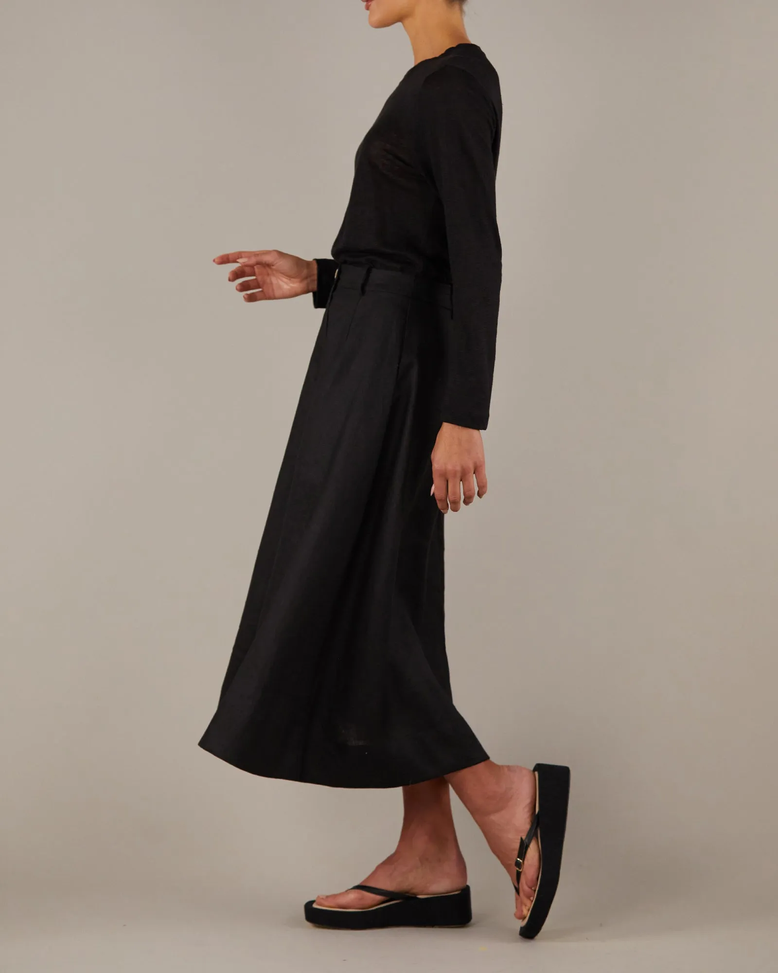 Barossa Linen Skirt - Black