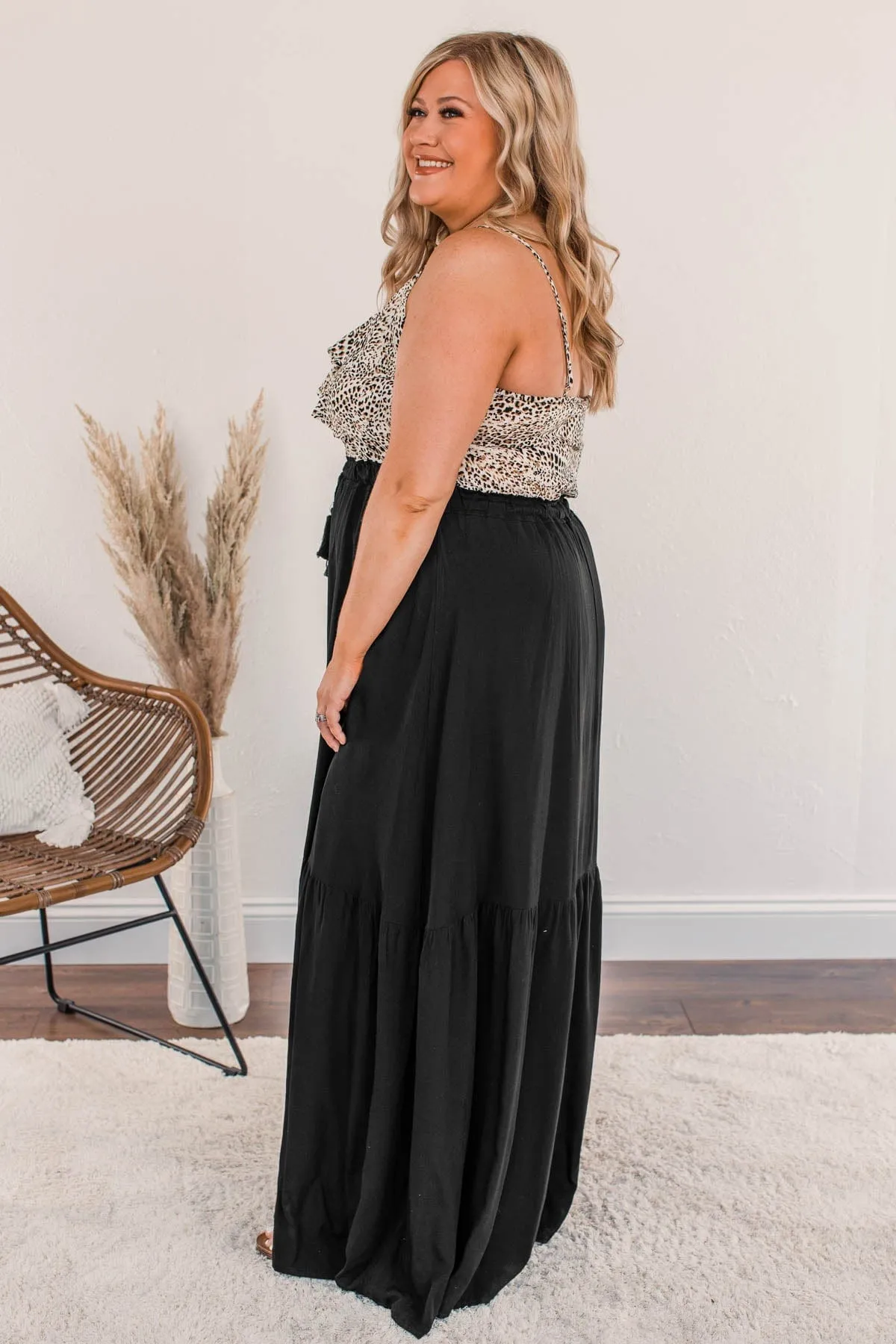 Beauty All Around Maxi Dress- Black & Leopard