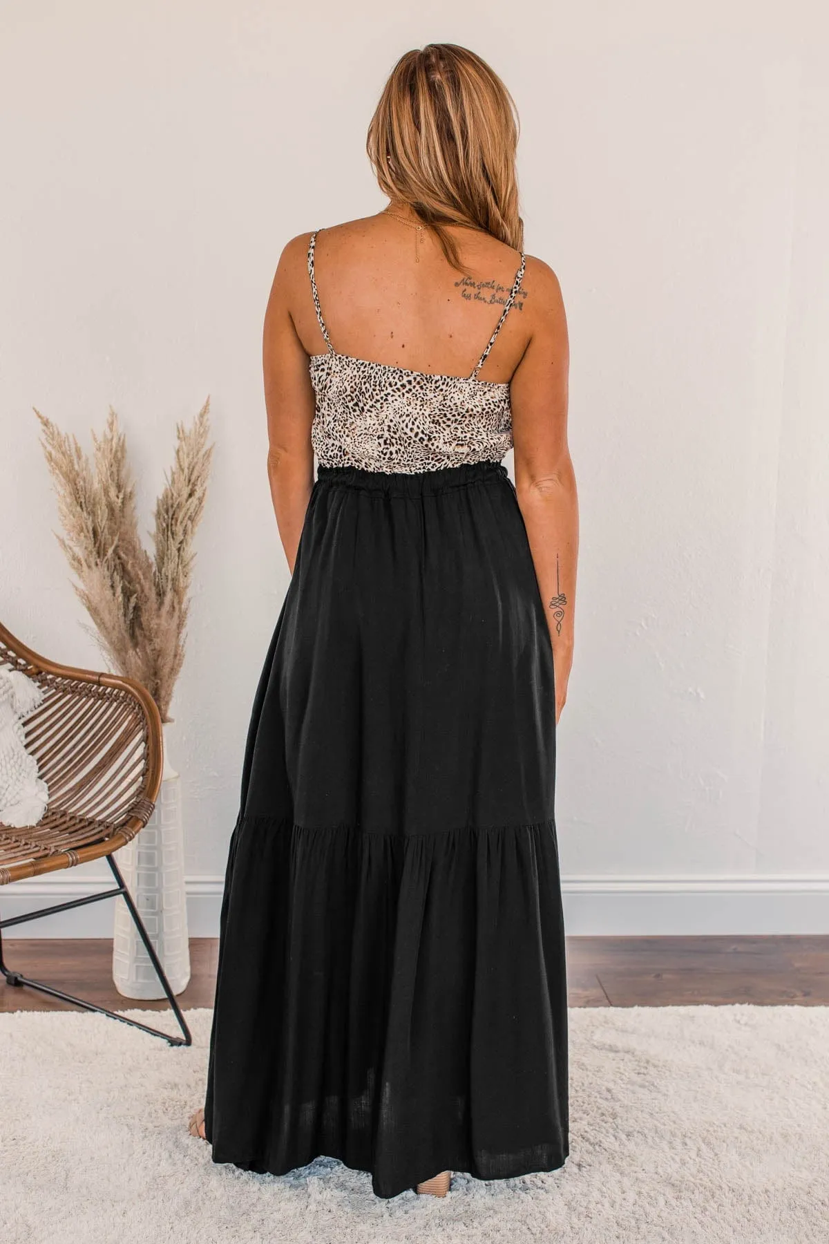 Beauty All Around Maxi Dress- Black & Leopard