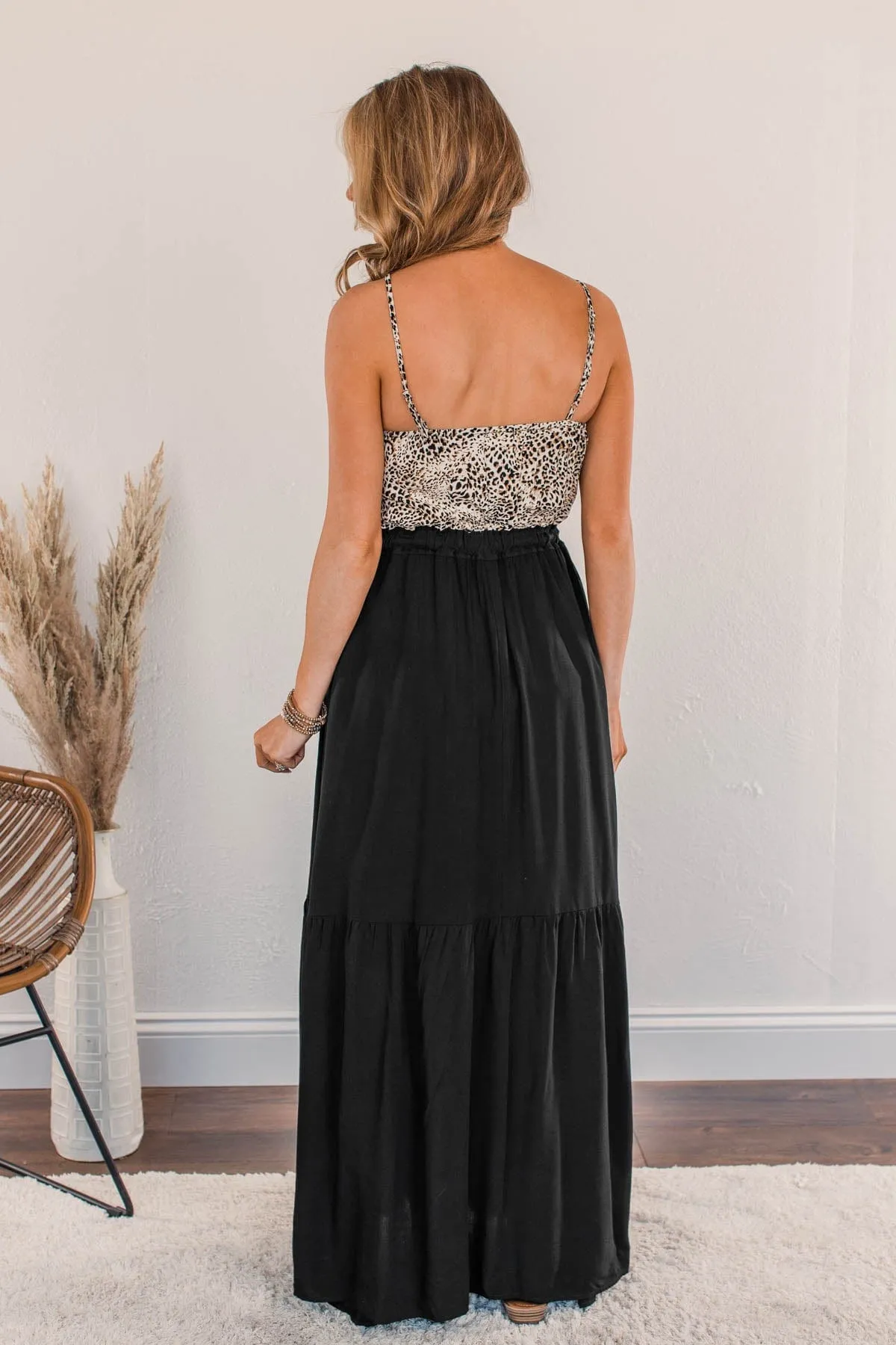 Beauty All Around Maxi Dress- Black & Leopard