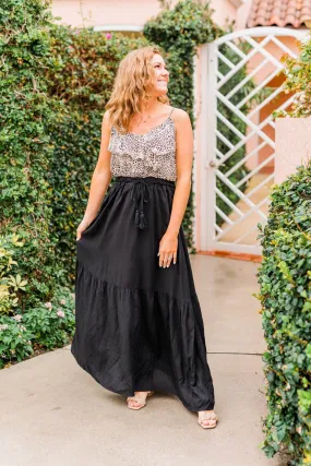 Beauty All Around Maxi Dress- Black & Leopard