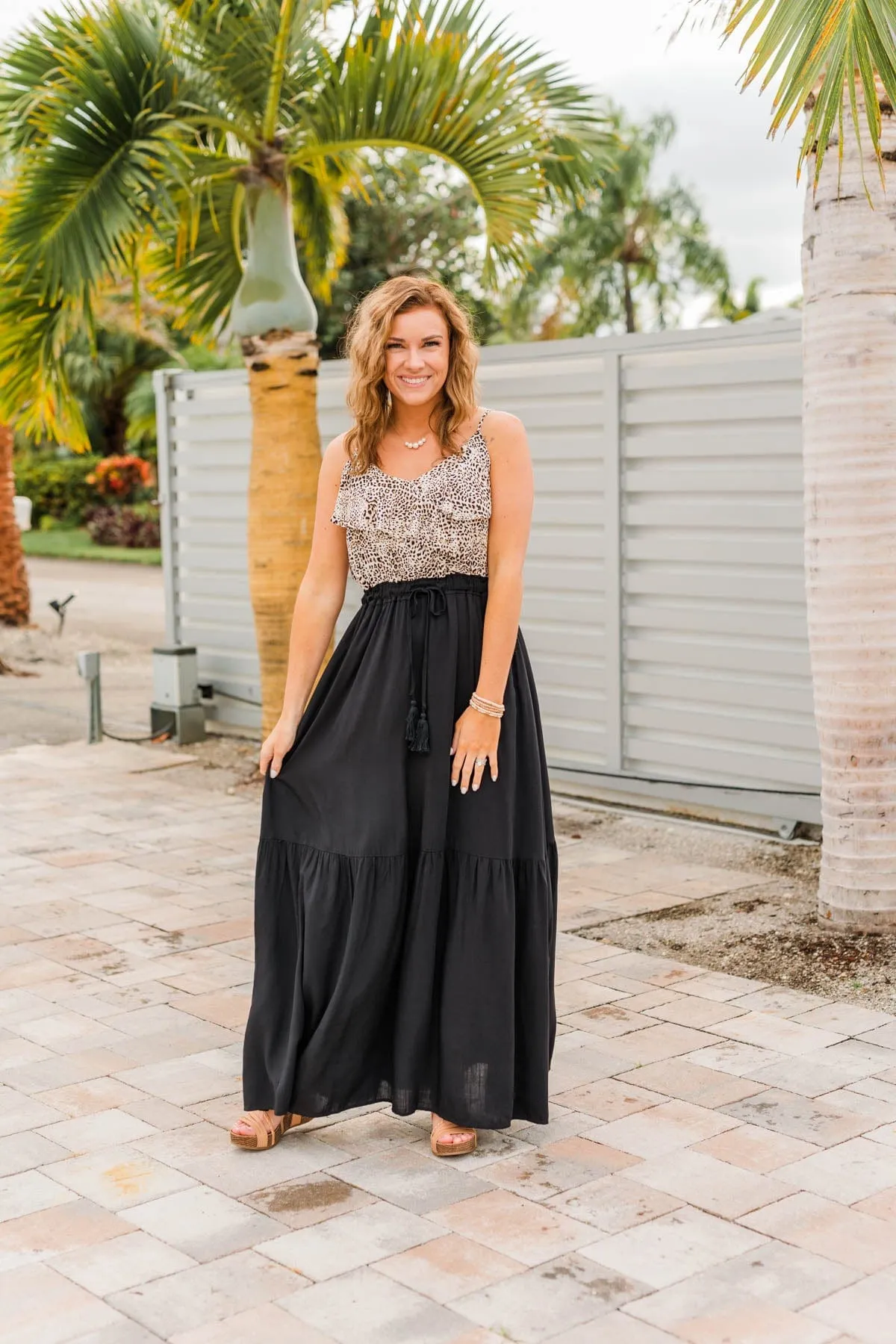 Beauty All Around Maxi Dress- Black & Leopard