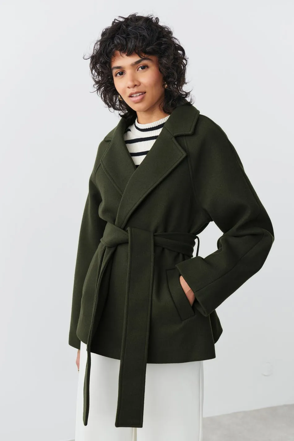 Belted short coat