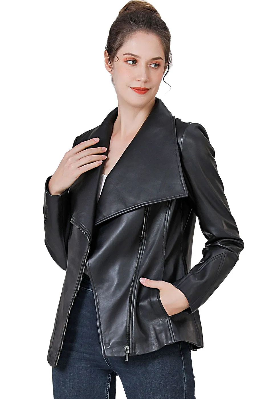 BGSD Women Mara Lambskin Leather Jacket