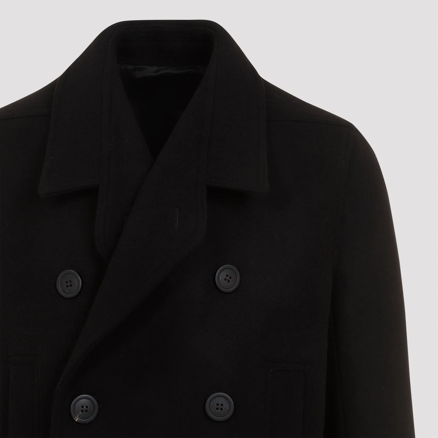 Black Officer Virgin Wool Coat