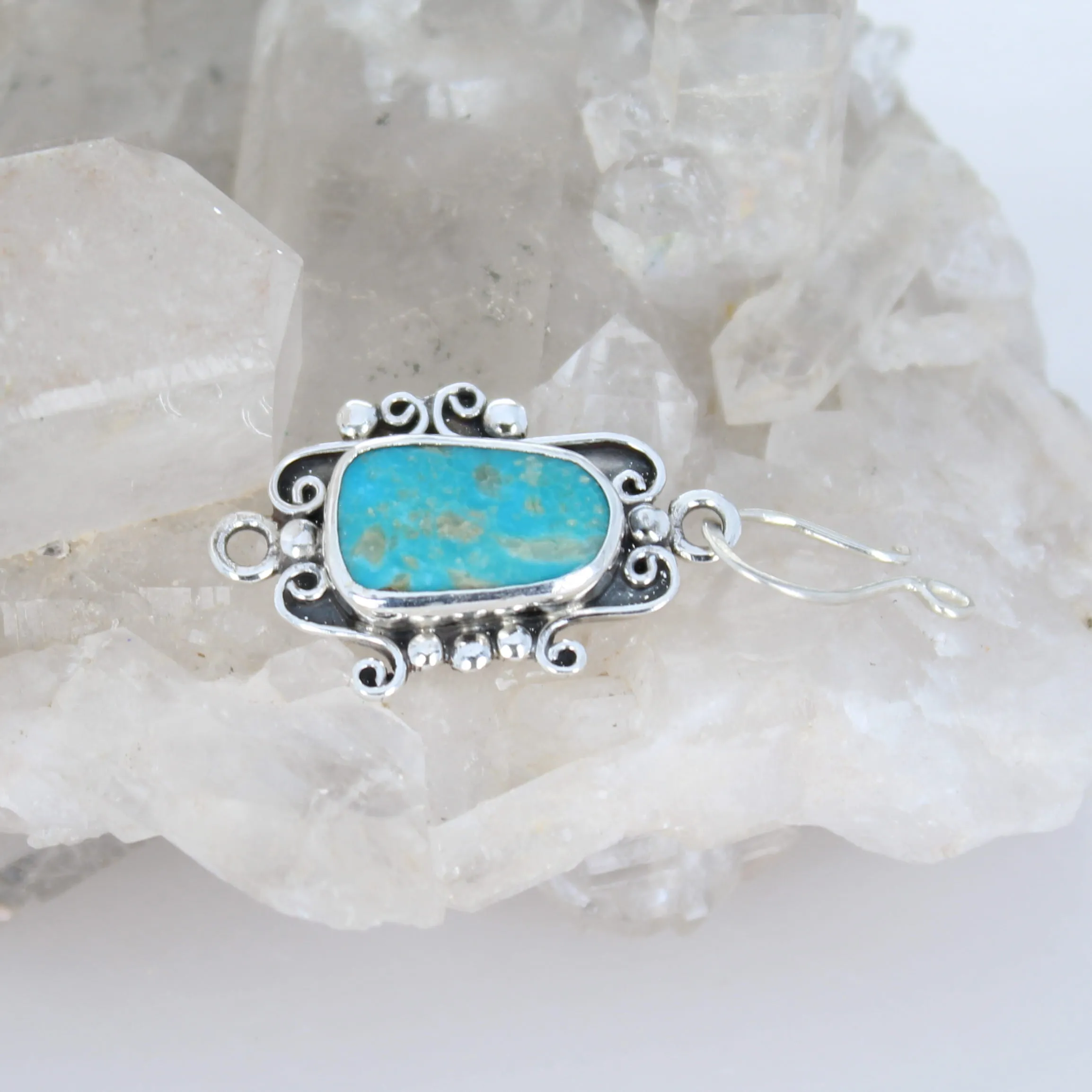 Blue Sonoran Turquoise Sterling Clasp Spirals J Hook