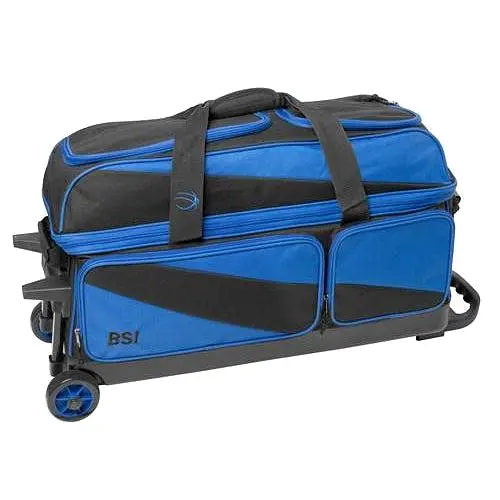 BSI 3 Ball Triple Roller Bowling Bag Black Blue