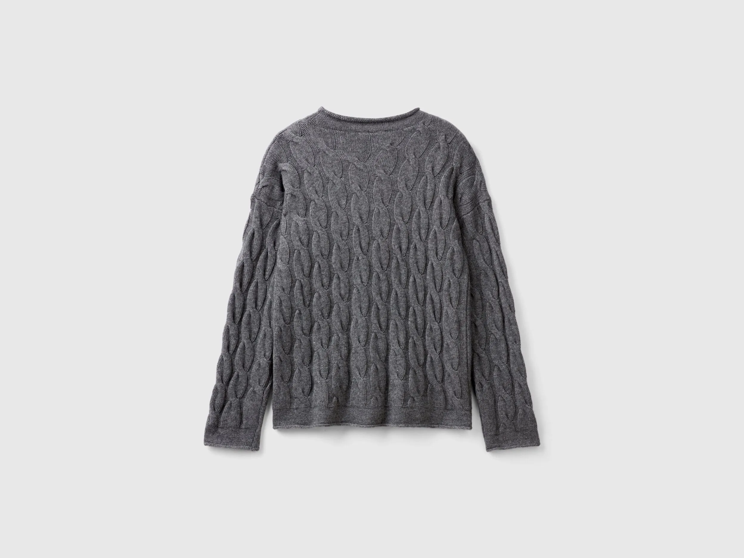 Cable knit sweater - Dark Gray | Benetton