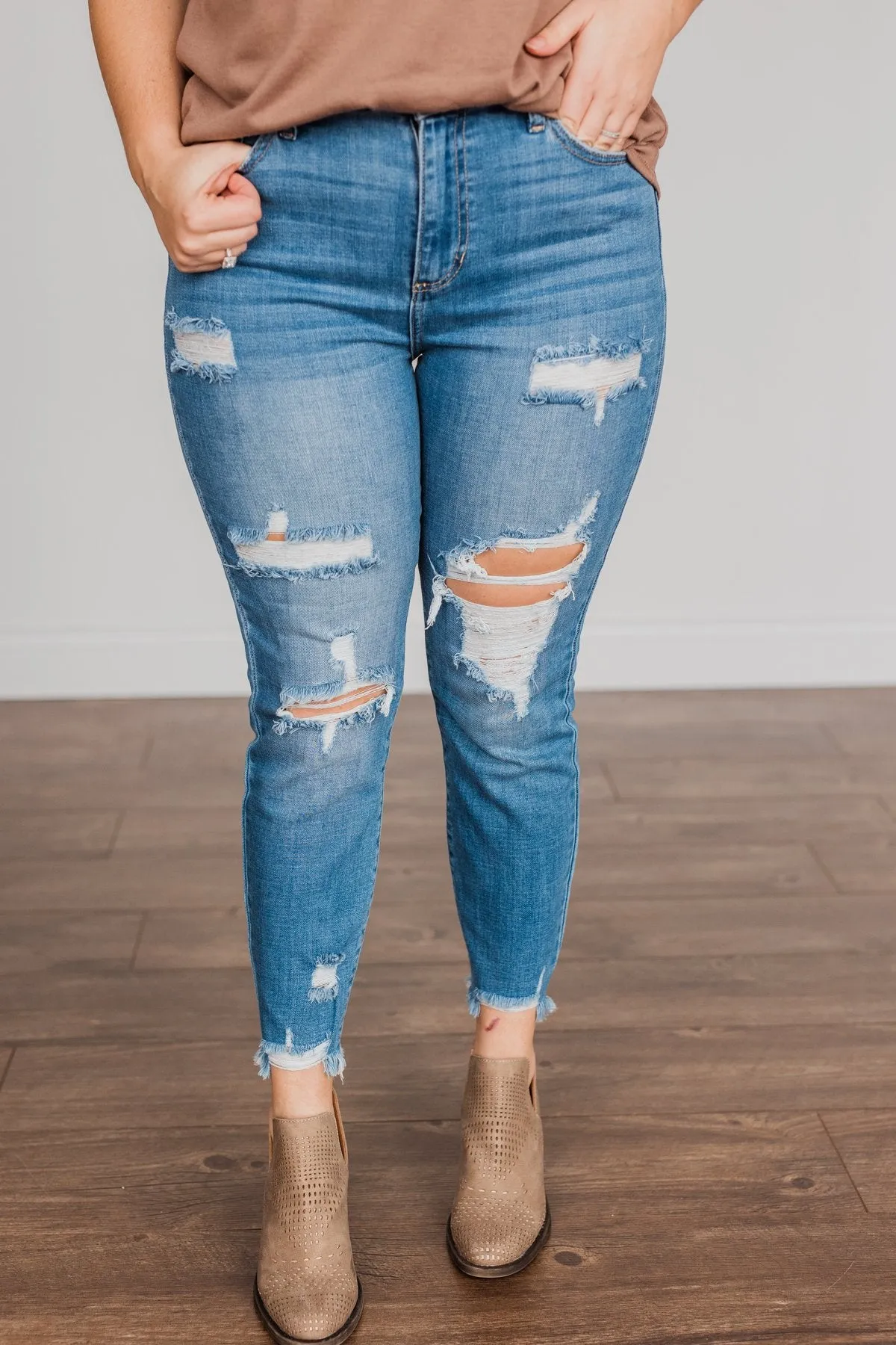 Cello Distressed Skinny Jeans- Athena Wash