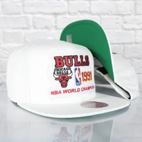 Chicago Bulls 1991 NBA World Champions Green Bottom | White Snapback Hat