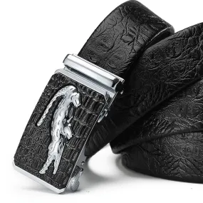 Crocodile Pattern Leather Belt 