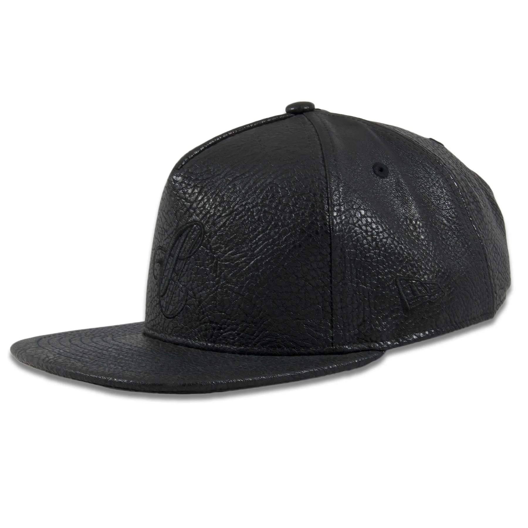 Crooks and Castles Leather Woven C Black Strapback Hat