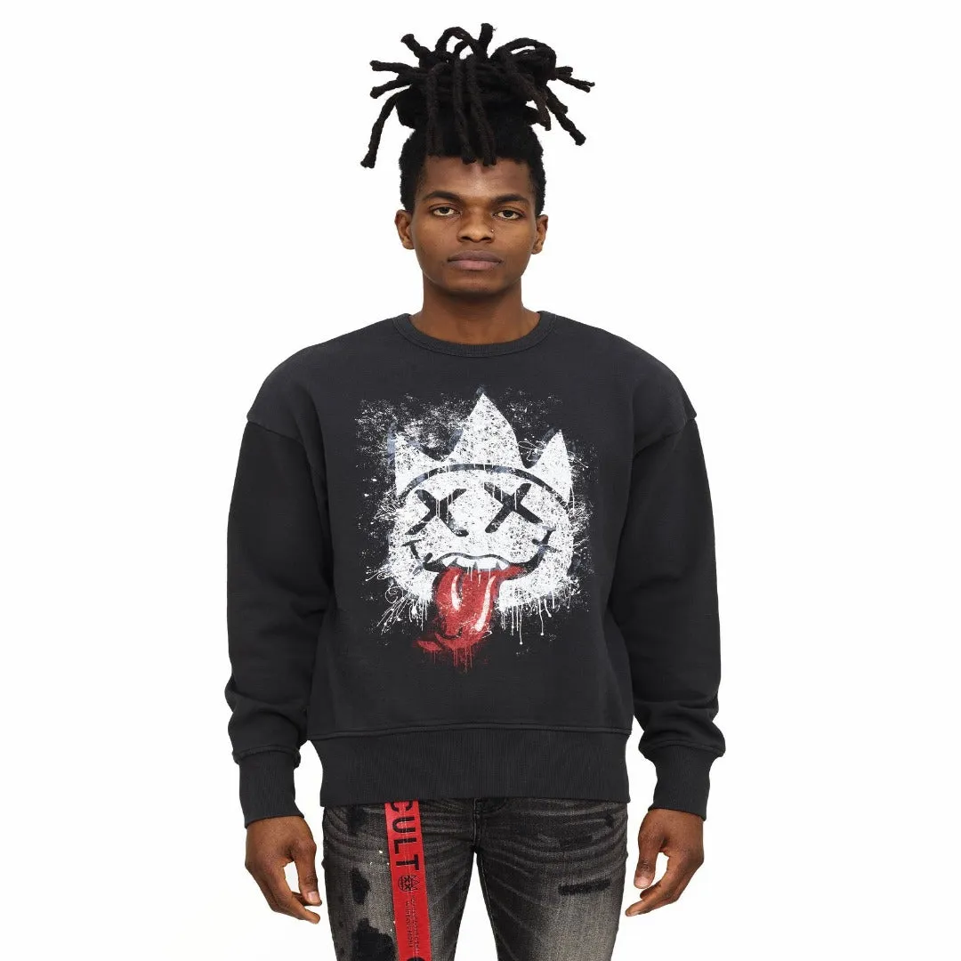 Cult of Individuality  SHIMUCHAN DISTRESSED CREW NECK FLEECE SWEATSHIRT Men’s - PEAT BLACK