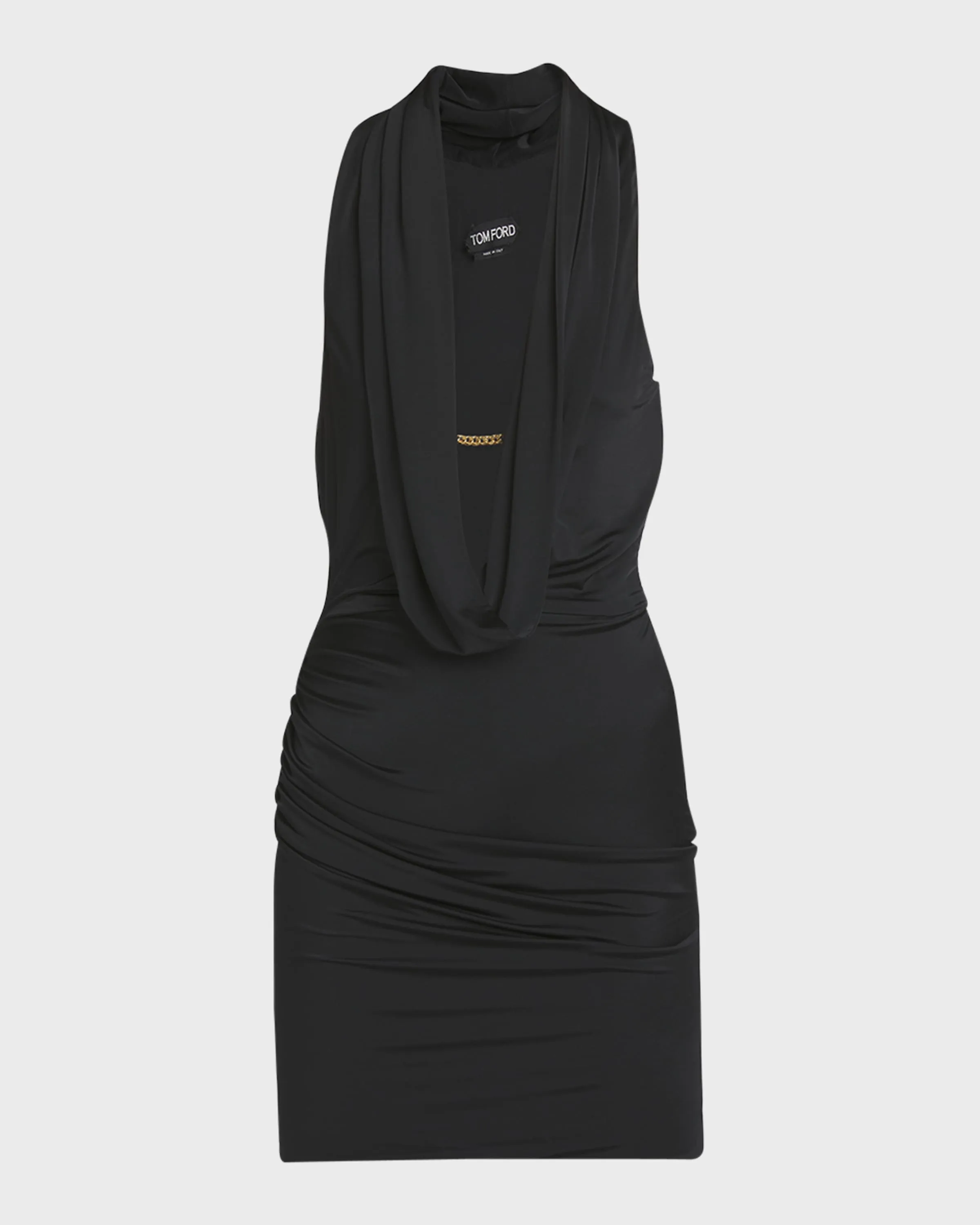 Draped Lustrous Jersey Mini Cocktail Dress