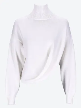 Draped wool turtleneck sweater