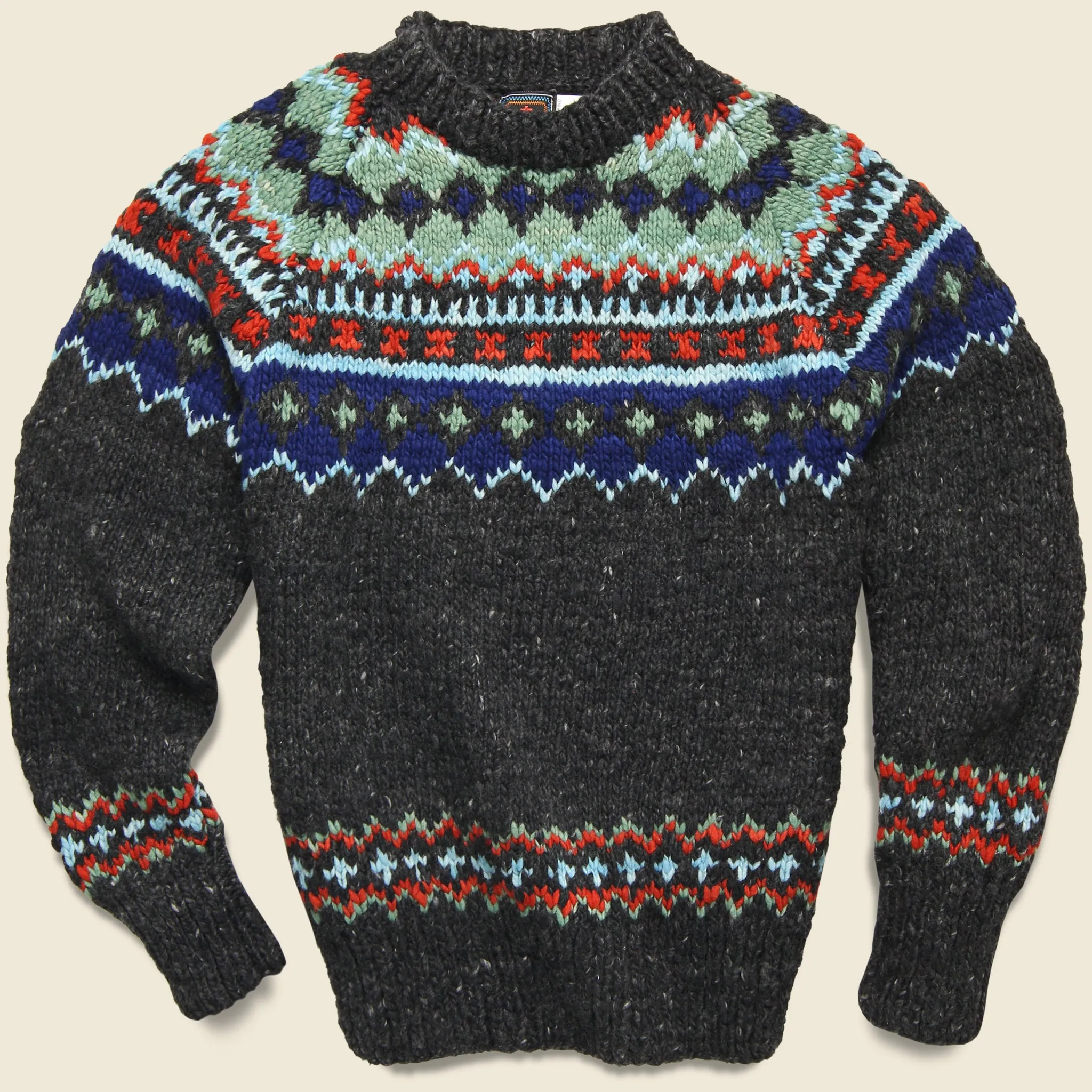 Fair Isle #3 Crewneck Pullover Sweater - Ox Grey