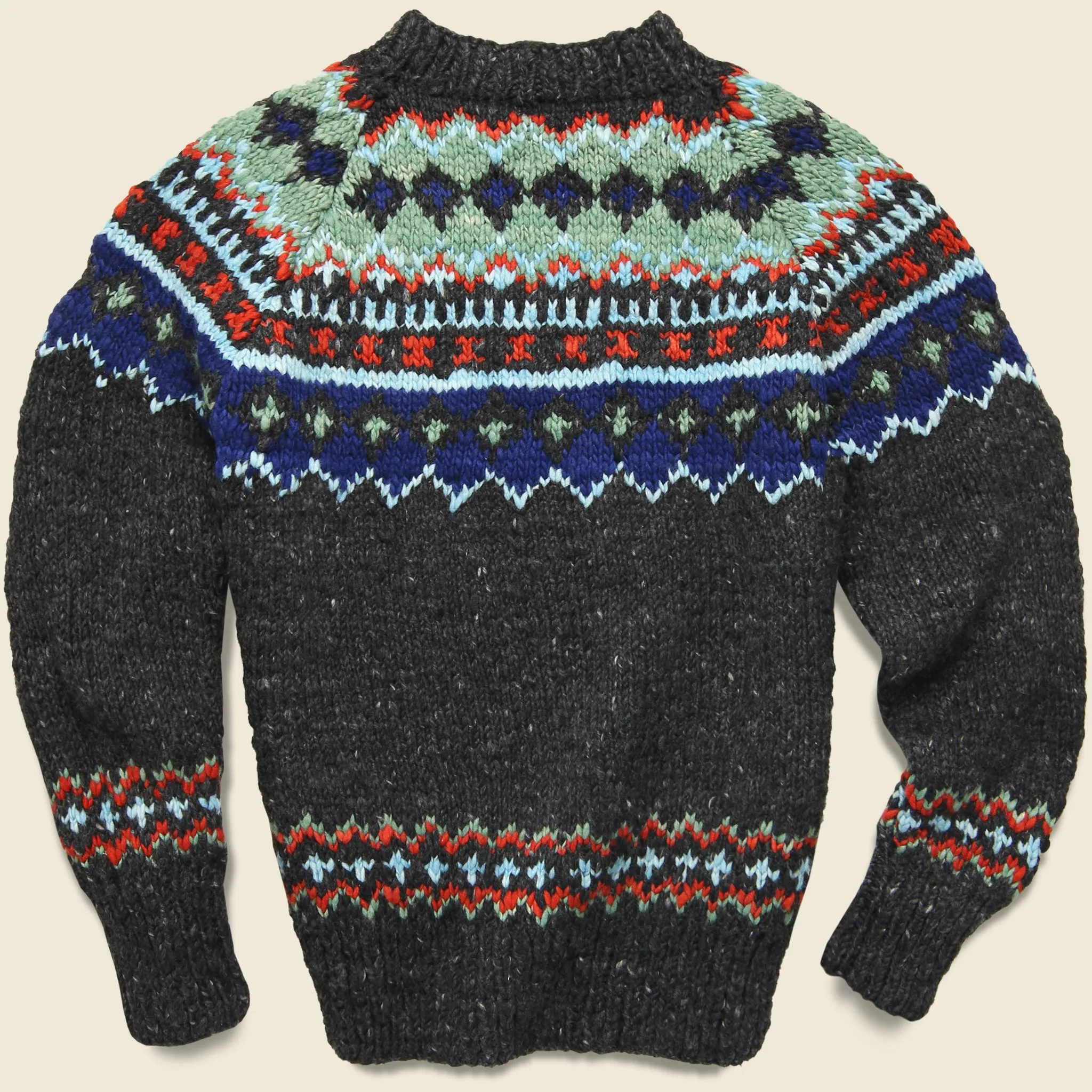 Fair Isle #3 Crewneck Pullover Sweater - Ox Grey