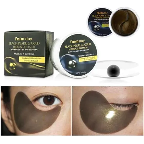 Farmstay Black Pearl Gold Hydrogel Eye Pads Patches 60 Sheets Masks