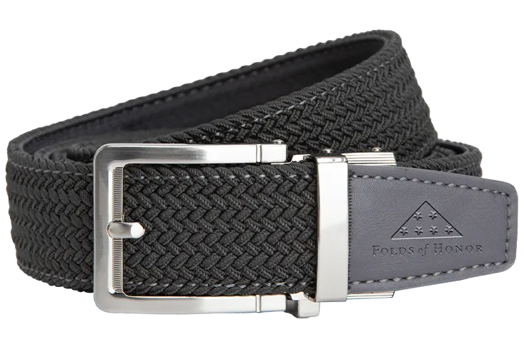 FoH Braided Grey Stamped Tip, 1 3/8 Strap, Golf Belt