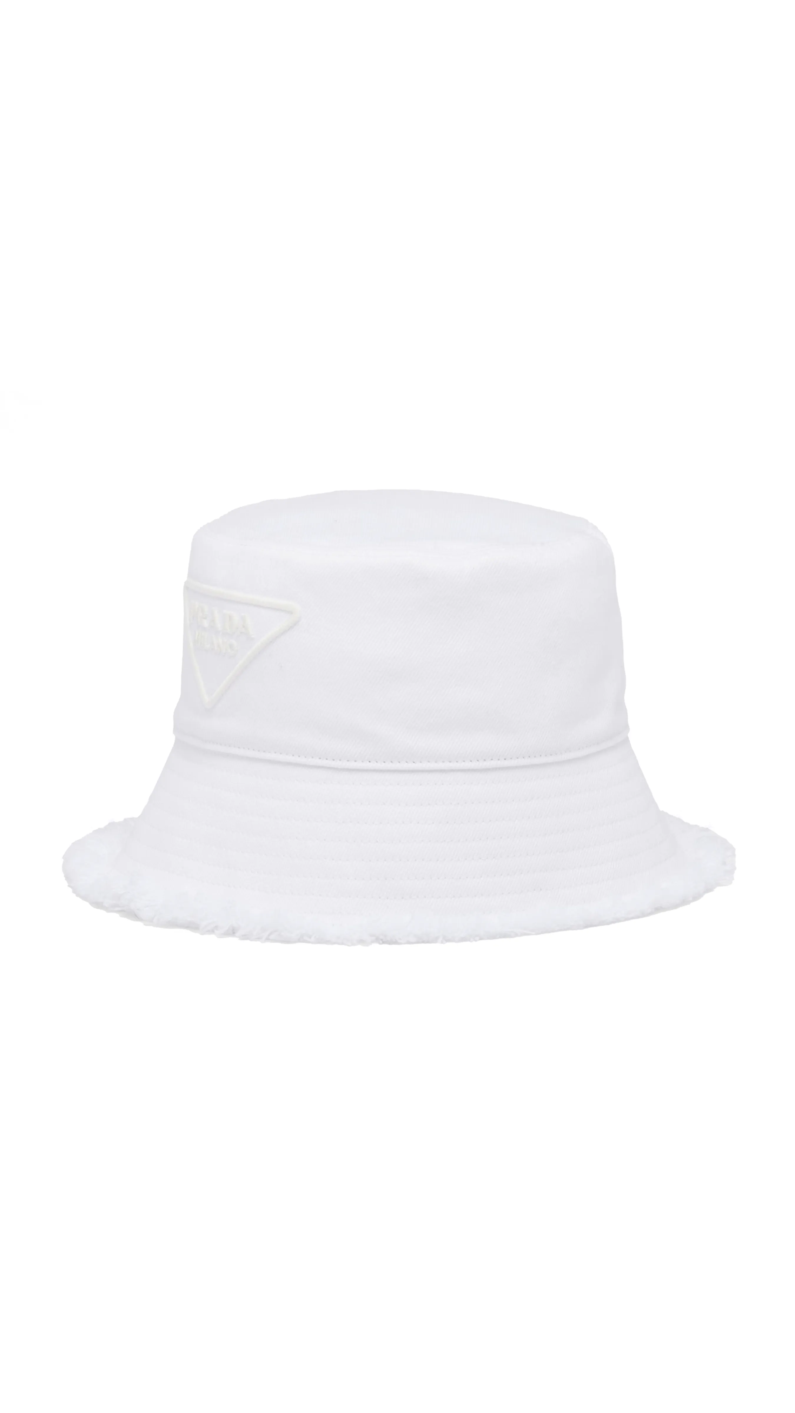 Frayed Drill Bucket Hat - White