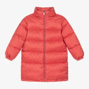 Girls Pink Hooded Puffer Coat