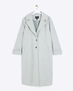 Grey button up longline coat