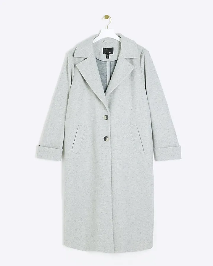 Grey button up longline coat