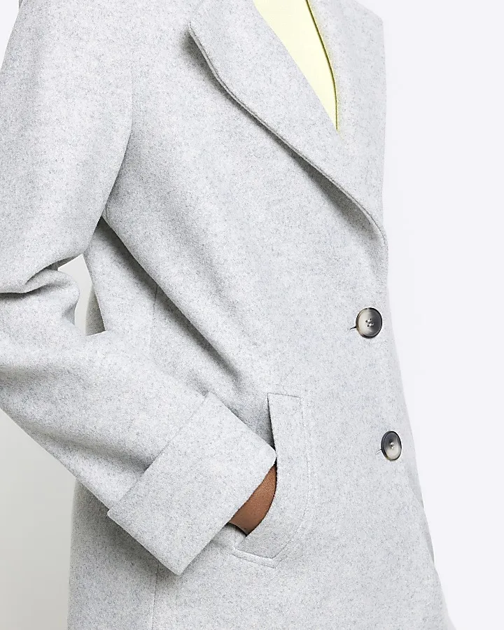 Grey button up longline coat