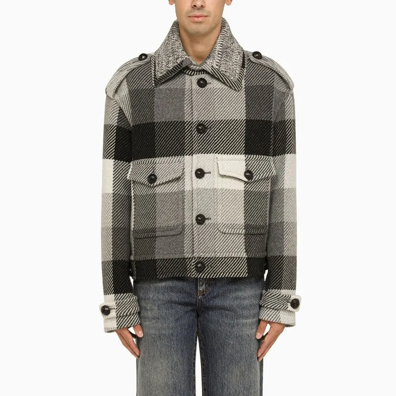 GREY JACKET WITH CHECK PATTERN