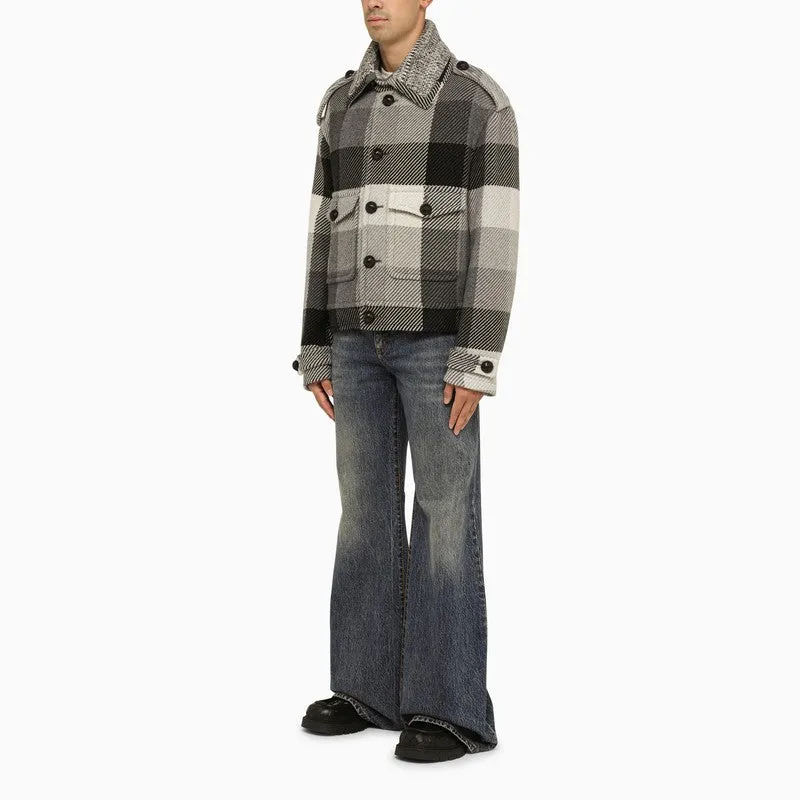 GREY JACKET WITH CHECK PATTERN