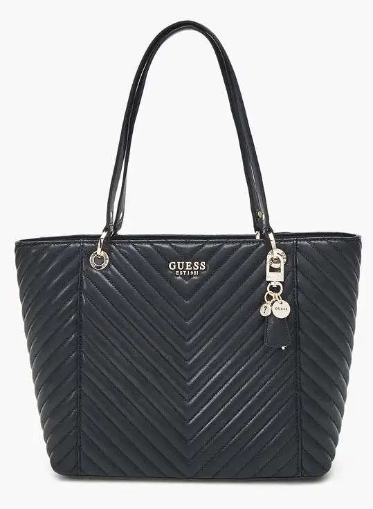 Guess Noelle Quilted Shopping Bag In Black For Women