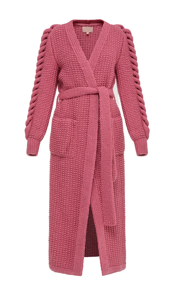 HAND KNITTED PINK COAT