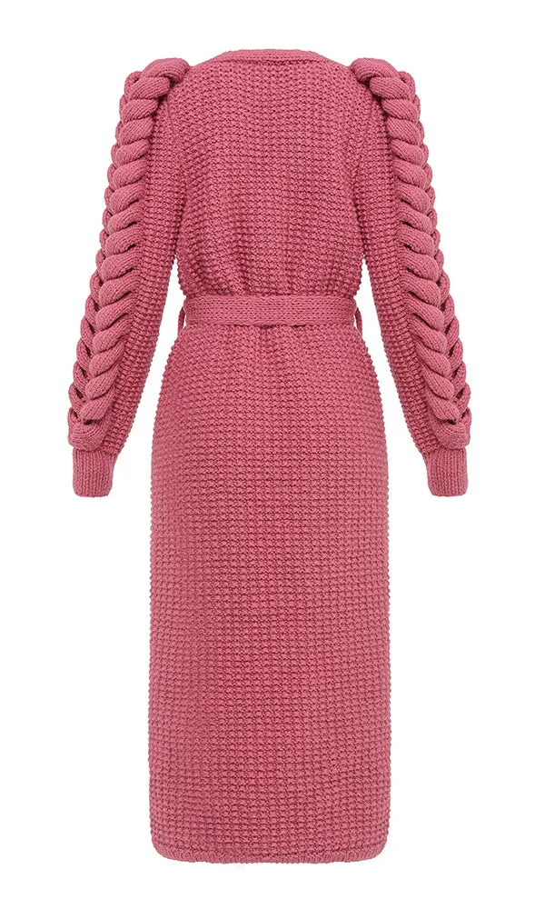 HAND KNITTED PINK COAT