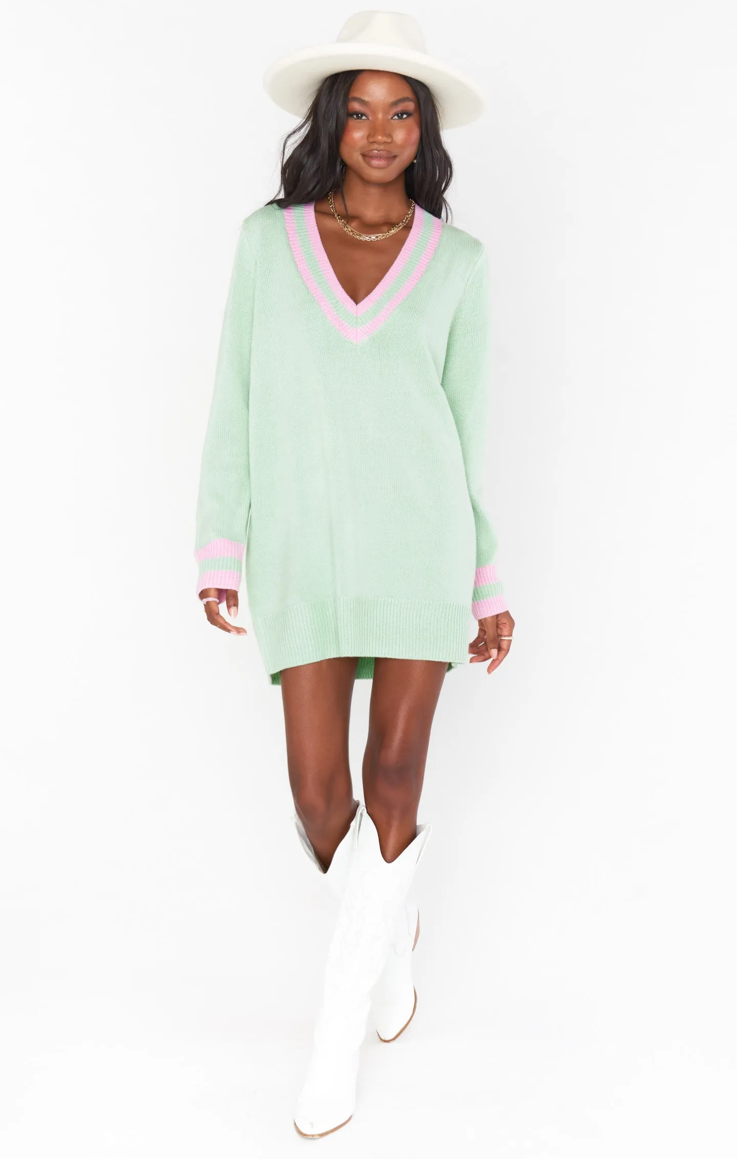 Hartford Sweater Dress ~ Mint Courtside Knit