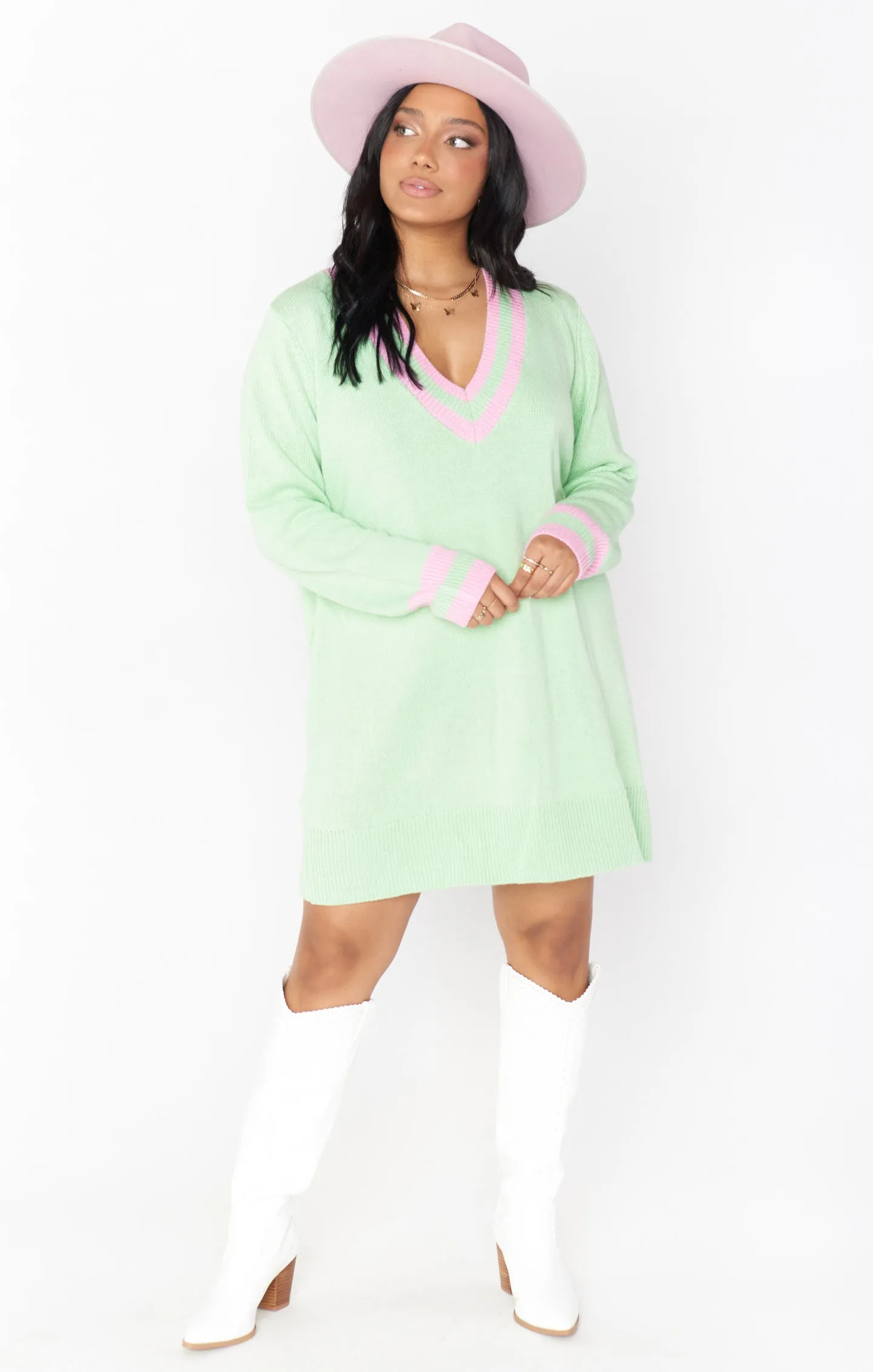 Hartford Sweater Dress ~ Mint Courtside Knit