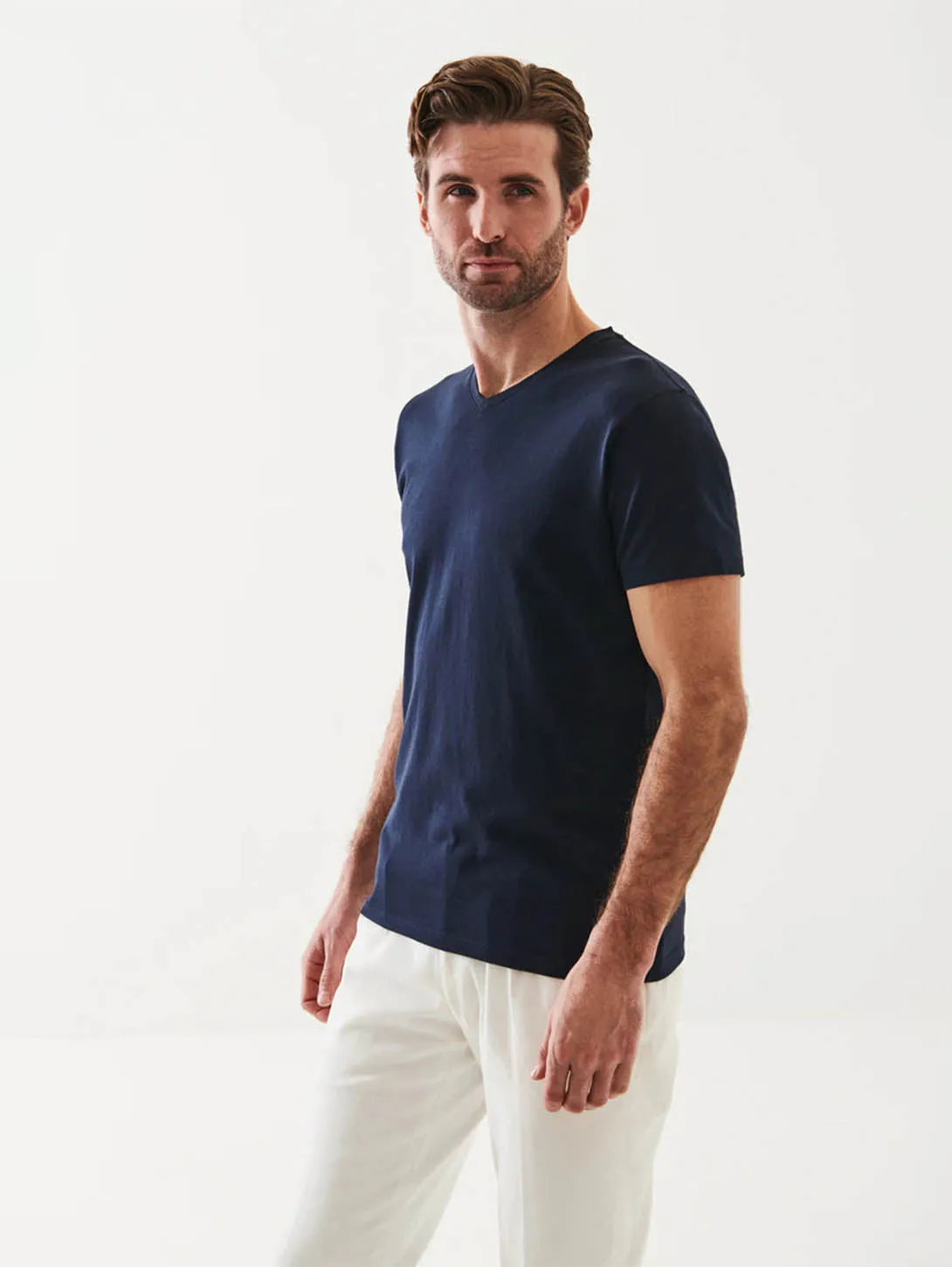 Iconic Pima Stretch V-Neck T-Shirt