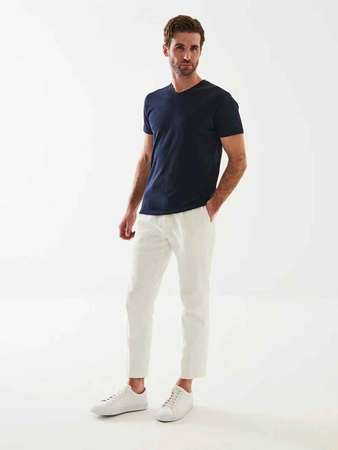 Iconic Pima Stretch V-Neck T-Shirt