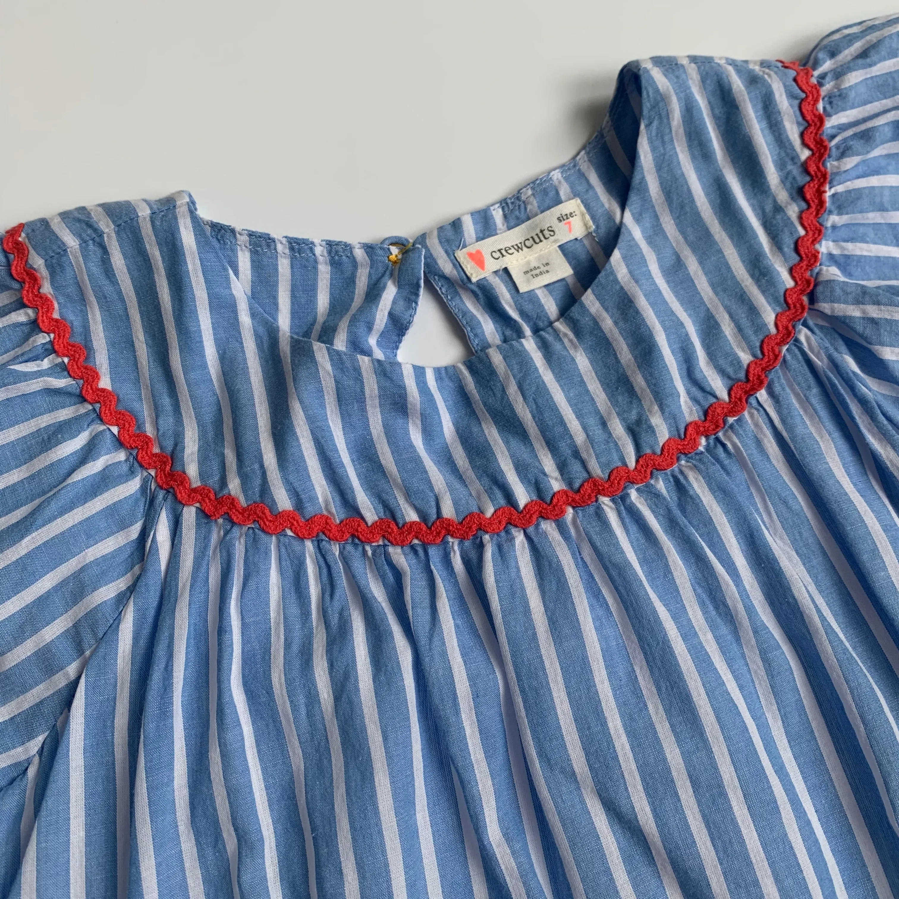 J Crew Blue and White Strip Dress With Rick Rack Trim: 7 Years