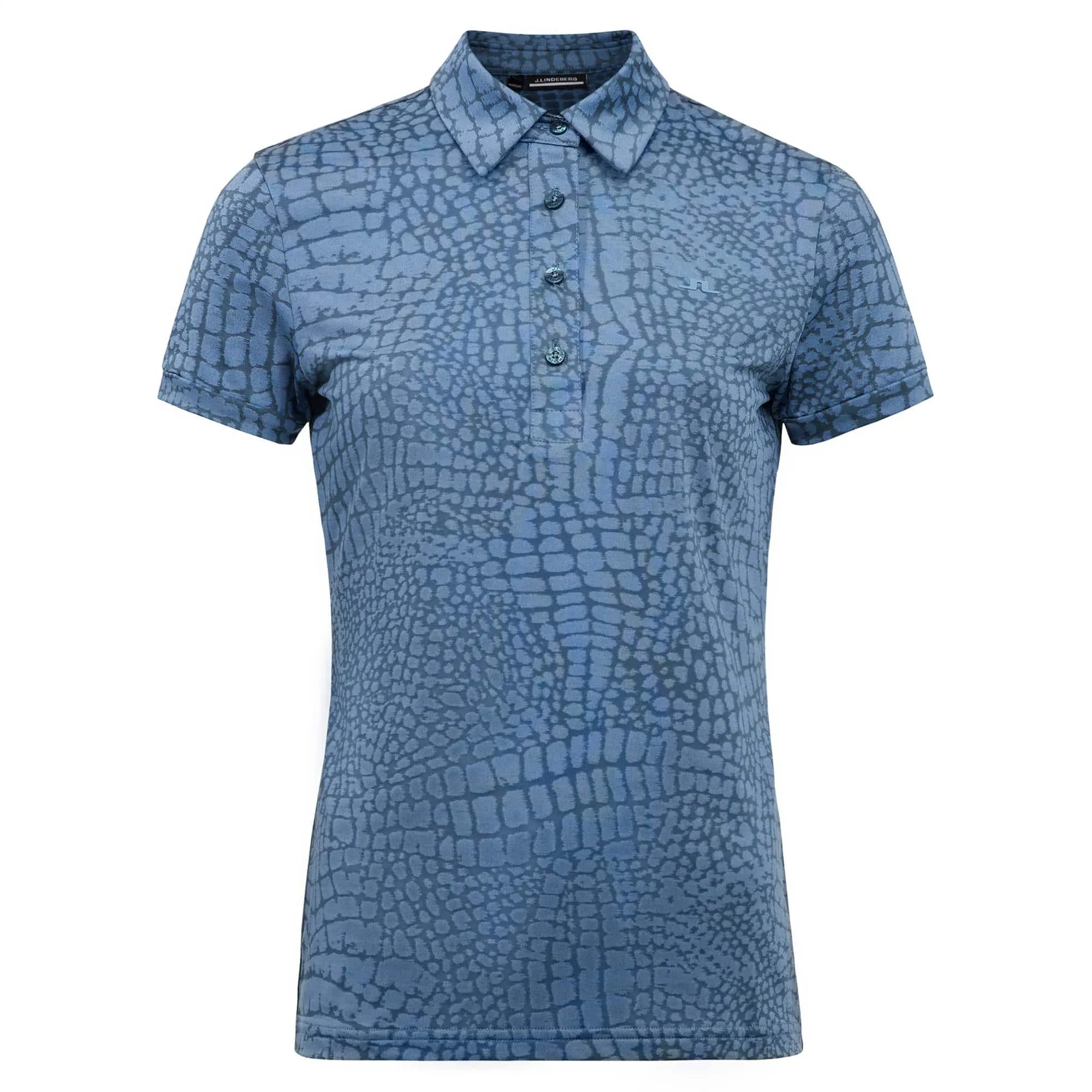 J Lindeberg Alaya Jacquard Ladies Golf Polo Shirt Orion Blue Croco