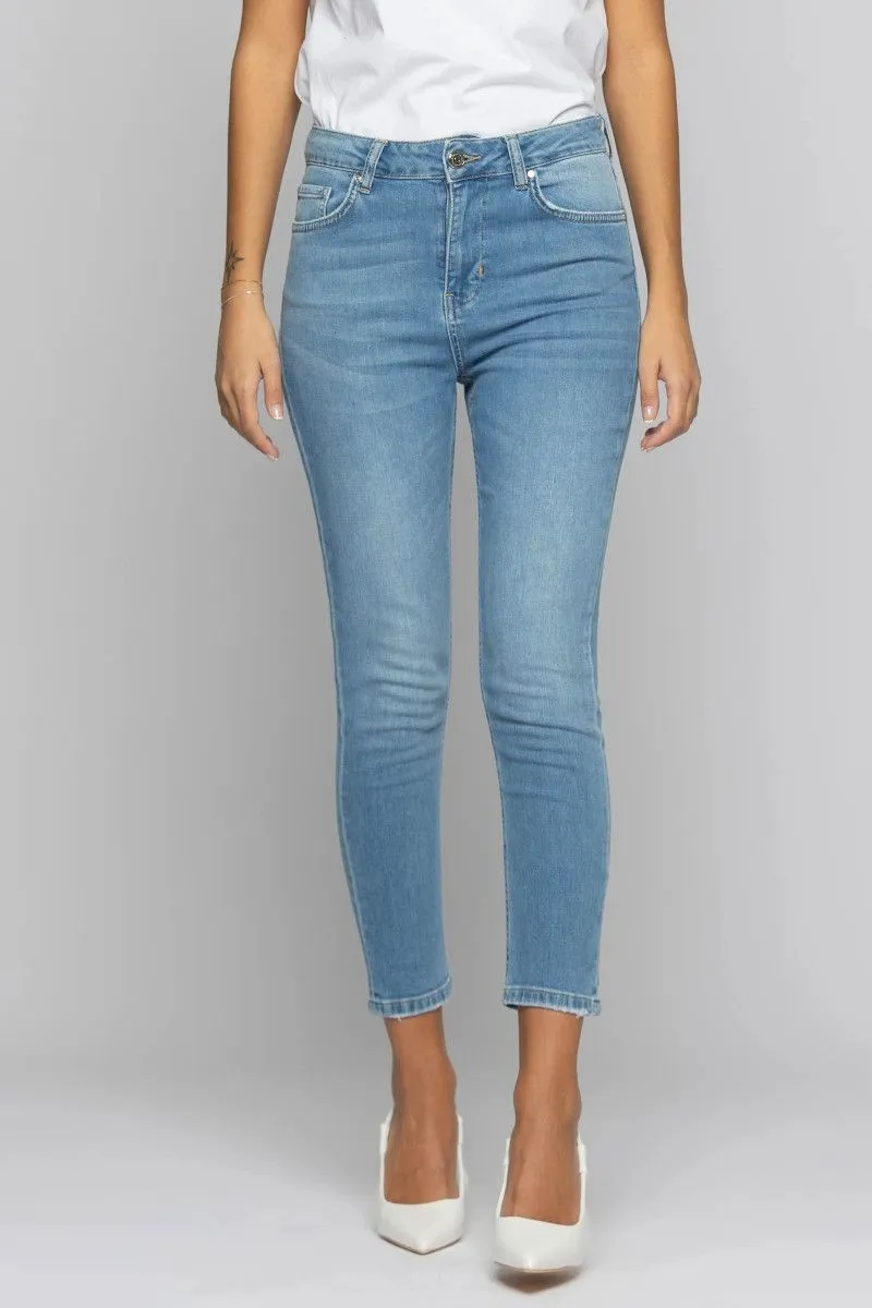 Jeans skinny a vita media donna Azzurro