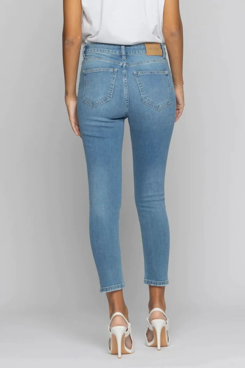 Jeans skinny a vita media donna Azzurro