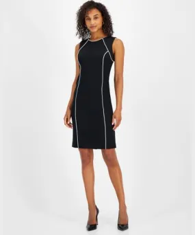 Kasper Women's Stretch-Crepe Contrast-Piping Sheath Dress