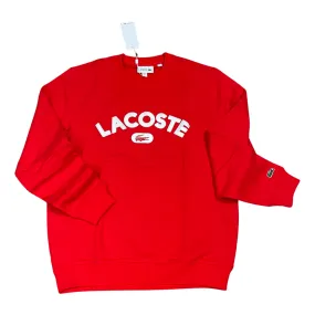 LACOSTE  POP LOGO CREWNECK SWEATSHIRT -Men’s RED WHITE