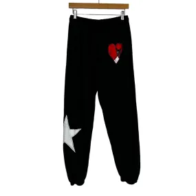 Lauren Moshi Black Love Drawstring Waist Sweatpants- Size S