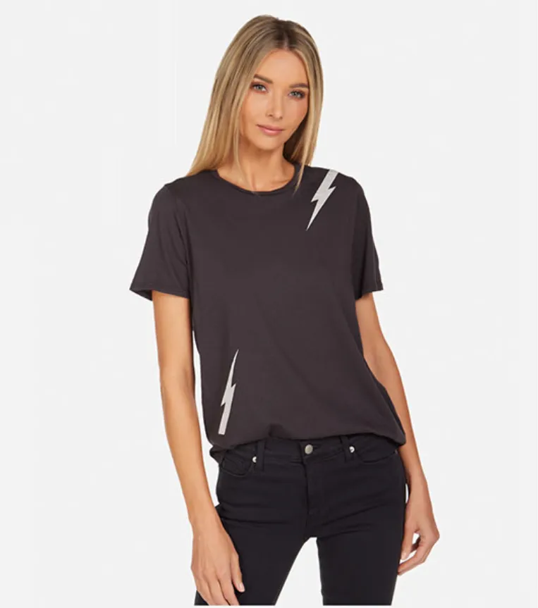 Lauren Moshi Women's Classic Lightning Zebra Tee in Onyx